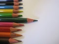 Set of crayons on white