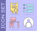 Set Create account screen, Certificate template, Computer monitor and desk and Task list icon. Vector