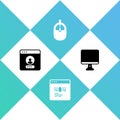Set Create account screen, Page with 404 error, Computer mouse and monitor icon. Vector Royalty Free Stock Photo