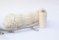 Set for creating wall panels using macrame technique.
