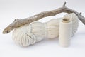 Set for creating wall panels using macrame technique.