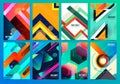 Set of 8 creative cards, square brochure template design. Abstract colorful business background, modern stylish . Royalty Free Stock Photo