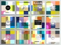 Set of 12 creative cards, square brochure template design. Abstract colorful business background, modern stylish vector Royalty Free Stock Photo