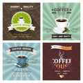 Set of creative coffee house poster illustrations.