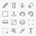 A set of creative drawing and editing tool icon designs Royalty Free Stock Photo