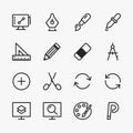 A set of creative drawing and editing tool icon designs Royalty Free Stock Photo