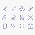 A set of creative drawing and editing tool icon designs Royalty Free Stock Photo