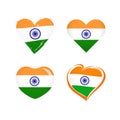 Set of flag hearts of India Royalty Free Stock Photo