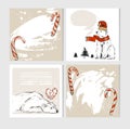 Set of creative 6 journaling cards. Christmas Posters set. Vector illustration. Template for Greeting Scrapbooking Royalty Free Stock Photo