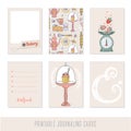 Set of 6 creative journaling cards Royalty Free Stock Photo