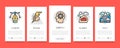 Set of Creative mobile app screens. Innovation, startup, artwork, idea vertical banners with color thin line icons