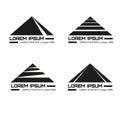 Set creative monochrome logos with stylized design pyramid