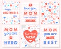 Set of creative Mothers Day cards