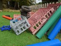 A set of creative outdoor play construction equipment