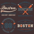 Set of creative t-shirt graphic designs. Boston, Massachusetts. Vector