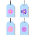 Set of creative tags with flowers isolated on white background. Labels for clothing, sale, decoration. Flat vector. Cool floral Royalty Free Stock Photo