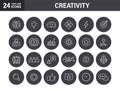 Set of Creativity and Idea web icons in line style. Creativity, Finding solution, Brainstorming, Creative thinking, Brain. Vector Royalty Free Stock Photo