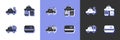 Set Credit card, Broken taxi, Taximeter device and service rating icon. Vector