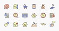 Set of Credit and Loan Related Vector Line Icons. Contains such Icons as Credit Card, Rate Calculator, Deposit and more