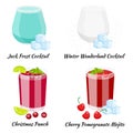 Set of cristmas cocktails flat vector illustration isolated