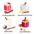 Set of cristmas cocktails flat vector illustration isolated