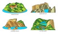 Set of Croatia landmarks, vector landscape scenery