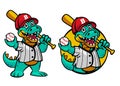 Set Crocodile Cartoon Mascot of Baseball Player Royalty Free Stock Photo