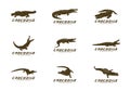 Set of Crocodile Logo Vector. Alligator emblem template Illustration Royalty Free Stock Photo