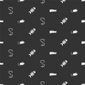 Set Crocodile, Rat, Worm and Fish skeleton on seamless pattern. Vector Royalty Free Stock Photo