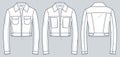 Set of Crop Jacket technical fashion illusrtation. Biker Jacket fashion flat technical drawing template
