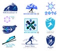 Set of cross-country skiing, winter sports badges for logos and labels.