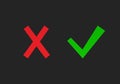 Flat yes and no symbol icons