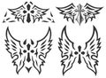 Set of cross and wings - tattoo - vector Royalty Free Stock Photo