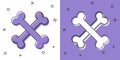 Set Crossed bones icon isolated on white and purple background. Pets food symbol. Happy Halloween party. Vector Royalty Free Stock Photo