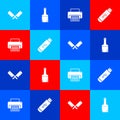 Set Crossed meat chopper, Paint brush, Printer and USB flash drive icon. Vector