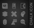 Set Crossed ruler and pencil, Front end development, UI or UX design, Computer mouse, Layers, Web and icon. Vector Royalty Free Stock Photo