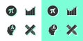 Set Crossed ruler and pencil, Pi symbol, Function mathematical and Graph, schedule, chart, diagram icon. Vector