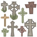 Set of crosses. Christian, Celtic, Orthodox crosses. Vector illustration for games, sites, books, fairy tales. Fantasy. Crosses