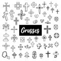 Set of crosses. Vector illustration in doodle style. Isolated on a white background. Christian elements Royalty Free Stock Photo
