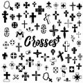 Set of crosses. Vector illustration in doodle style. Isolated on a white background. Christian elements Royalty Free Stock Photo