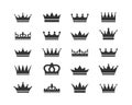 Set of crown icons. Collection of crown awards for winners, champions, leadership. Vector isolated elements for logo, label, game, Royalty Free Stock Photo