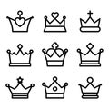 Set of crown icons in modern thin line style. Collection Coat of arms and royal symbols. Vector illustration