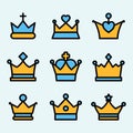 Set of crown icons in modern thin line style. Collection Coat of arms and royal symbols. Vector illustration