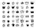 Set of Crown logo graffiti icon. Drawing by hand black elements. Vector illustration. Isolated on white background Royalty Free Stock Photo