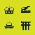 Set Crown of spain, Aqueduct Segovia, Spanish hat and jamon icon. Vector