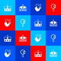 Set Crown of spain, , Spanish wineskin and Omelette frying icon. Vector Royalty Free Stock Photo