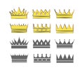 Set of crowns in different styles flat illustration Royalty Free Stock Photo