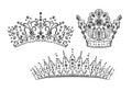 Set crowns stencil damask design elements vector Royalty Free Stock Photo