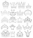 Set of Crowns and Tiaras Line Art