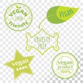 Vegan free labels collection isolated on transparent background. Royalty Free Stock Photo